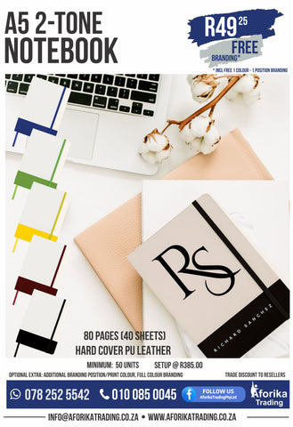 A5 2-Tone Hard Cover Notebook - Branding Included
