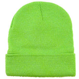 Acrylic Knitted Beanie. Lumo Green