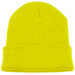 Acrylic Knitted Beanie. Lumo Yellow