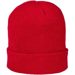 Acrylic Knitted Beanie. Solid Red