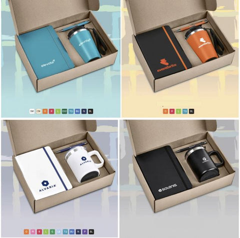 Corporate Combo Gift Sets – Branded Notebook, Pen & Double - Wall Tumbler/Mug - Aforika Trading